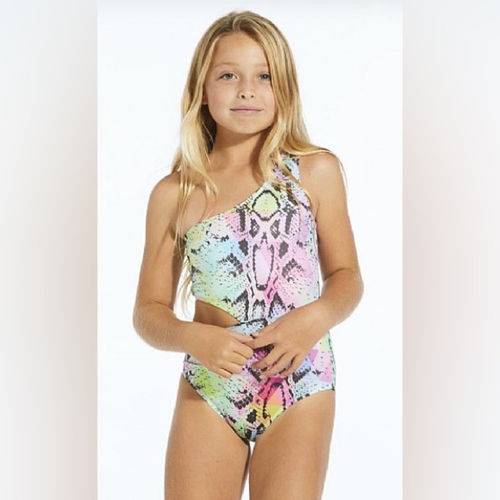 Stella Cove Multicolor Snake Print Cut-Out Swimsuit, size 16, NWT